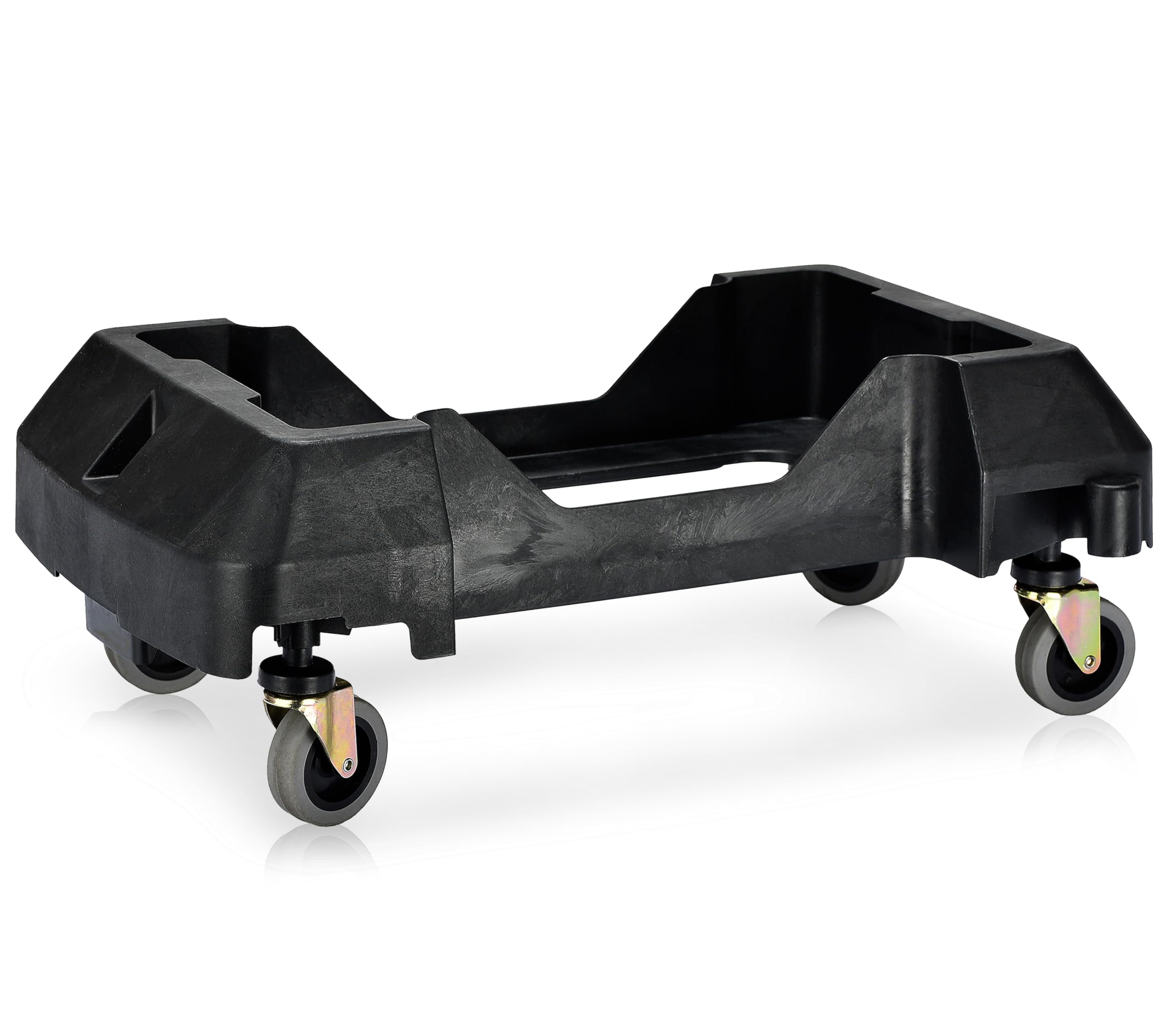 Alpine 16/23 Gallon Slim Trash Can Dolly - 4 Wheels Rectangular Plastic Rolling Garbage Can Dolly, Trash Can Wheels, Commercial Trash Can Cart - Holds Up to 200lbs (Black)