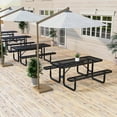 thumbnail image 5 of Costway 72" Coated Steel Camping Table with Seats Outdoor Picnic Table & Bench Set for 8 Black, 5 of 10