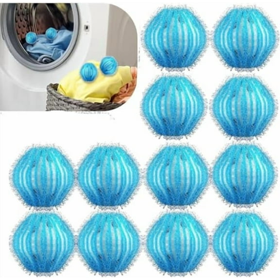 [12 Pack] Reusable Pet Hair Remover for Laundry - Dog Hair Catcher Dryer Sheets with Non-Damage Design,Fits Clothes/Bedding/Washer Machine - 2X Efficiency Lint Traps