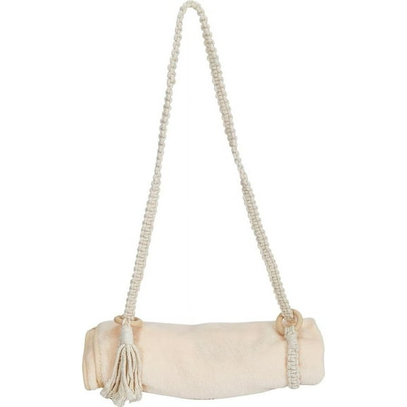 Macrame Mat Carrying Strap Mat Sling Carrier Blanched Almond Adjustable Travel Tassel Crossbody Cotton Carry Straps Sling for Sport Carrying Outdoor Blanched Almond