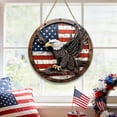 thumbnail image 4 of Independence Day Wooden Sign, Patriotic Star Wall Hanging, USA Flag Round Decor Plaque, Festival Hanging Board for Home, Porch, Door, Yard & 4th of July Celebration, 4 of 6