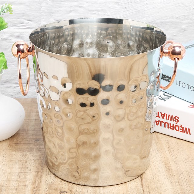 Accesorios de barra, cubo de champán portátil de acero inoxidable de 3 l con acabado de lujo