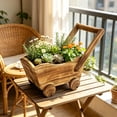 thumbnail image 5 of Hyknon Wooden Wagon Plantser Box, Garden Plants Cart with Wheels Handle, Rural Farmhouse Flower Basket, Cart Storage Basket Decor for Home Garden Outdoor Balcony Vegetables Flowers Herbs 10.2"L 6.3"H, 5 of 7