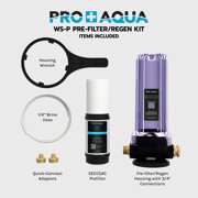 PRO+AQUA RV Water Filter AND Portable Water Softener Regeneration Kit - 5 Micron Filtration, Anti-Corrosion Brass Fittings, Transparent Housing, Filters chlorine, bad taste, odors, sediment, bacteria