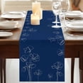 thumbnail image 3 of Table Runners 108 Inches Long Dress Scarves, Navy Blue Flowers Farmhouse Coffee/Dining/Kitchen Table Runner for Living Room, Rustic Abstract Floral Simple Art 13x108 Inch, 3 of 9