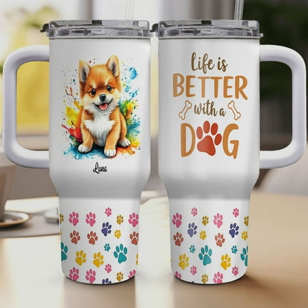 

Gift for Tosa Inu Dog Lover Personalized 40 Oz Tumbler Gifts for Dog Dad Dog Mom Birthday Presents for Animal Lovers Custom Dog Name Tumbler Colorful Travel Coffee Cup