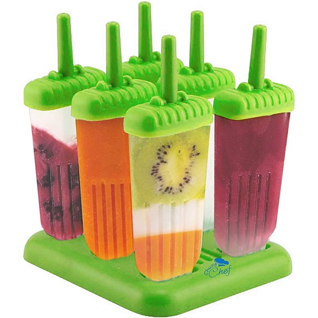Ensemble de Moules à Glace - 6 Moules à Glace Réutilisables Sans BPA avec Plateau et Bâtons pour Enfants et Adultes, Excellent Cadeau pour Fête Intérieure et Extérieure Vert