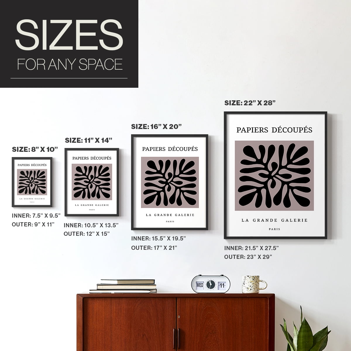 Matisse CCCXCV in Black Solid Wood 8 x 10 Framed Print