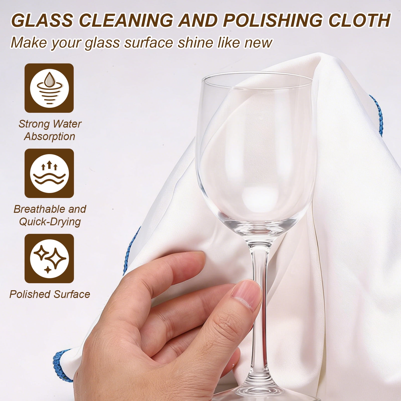 Uxcell 4Pcs Glass Polishing Cloth, 23.6x15.7" Microfiber Cleaning Cloths Lint & Streak Free Quickly Drying Towels for Glassware, Cars, Glasses, Phone Screens, Sunglasses, Blue & White