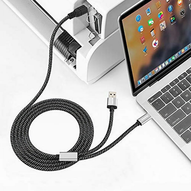  MOSWAG 2in1 USB Printer Cable 3.28FT/1M with USB C to