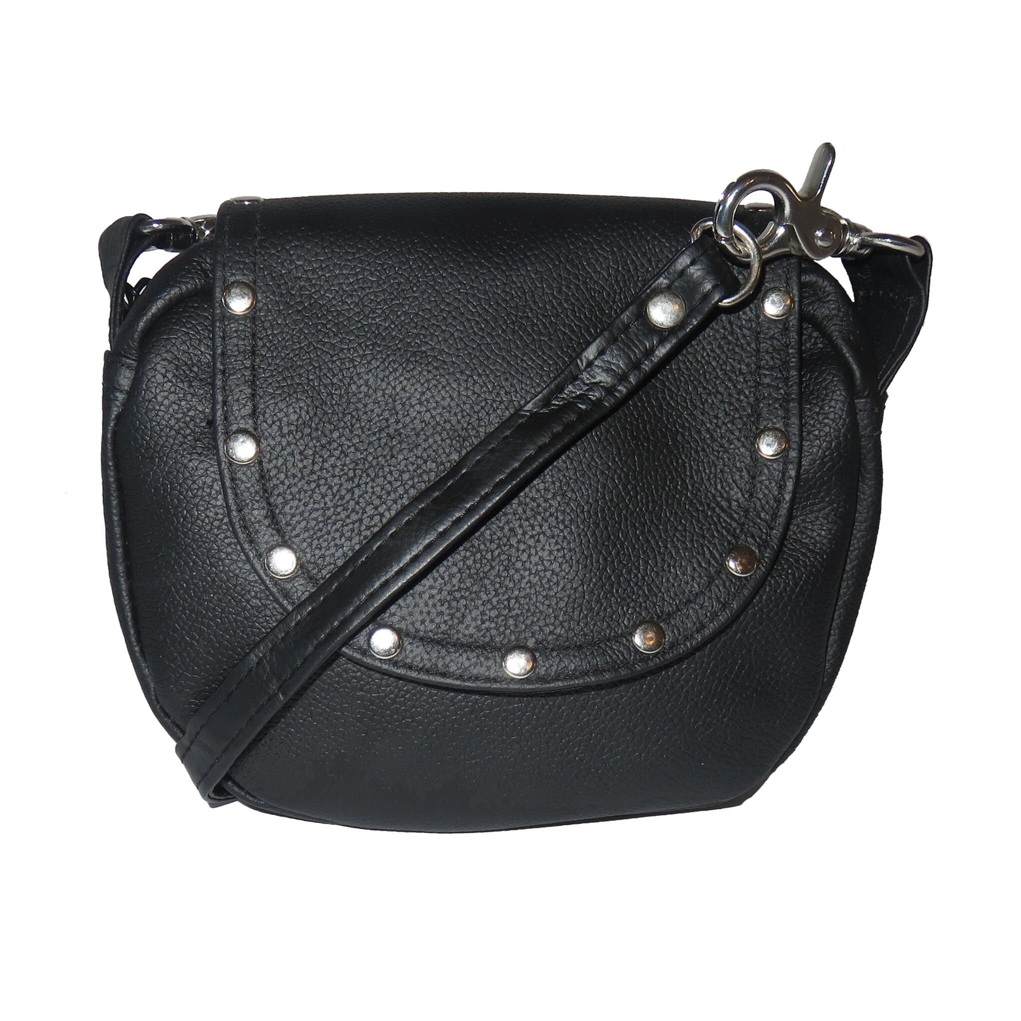 black and silver crossbody purse