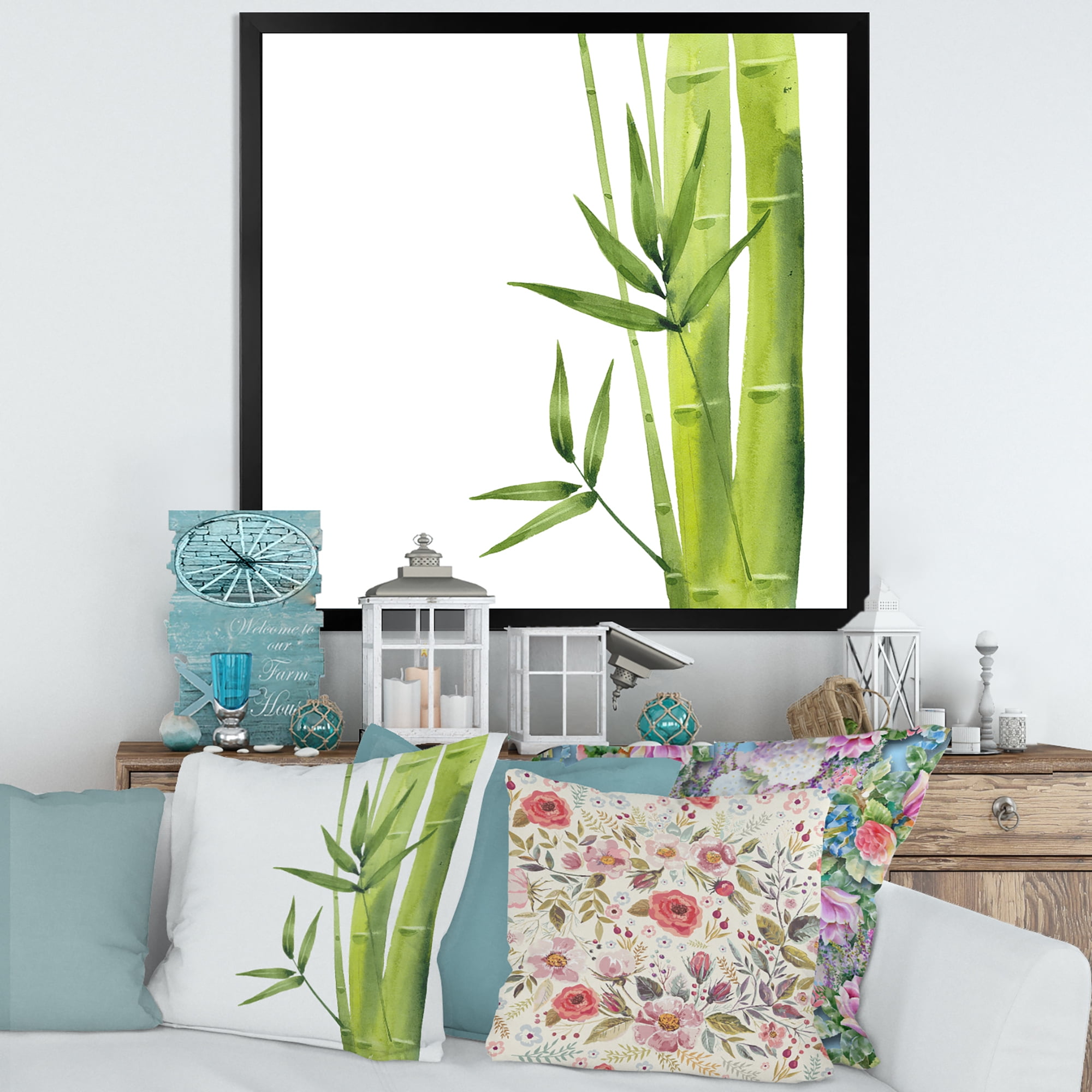 Designart 'The Forest of Bamboo Branches V' Tropical Framed Art Print