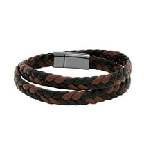 Fdelink Ms Bracelet Braided Bracelet Made of Leather in Black Or Brown â Men's Bracelet with Clasp Made of Stainless Steel Leather Bracelet Men Including Extra Link Brown