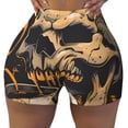 thumbnail image 2 of Daiia Grim Coffee Skull Pattern Women's Workout Shorts Biker Shorts - High Waisted Workout Spandex Tummy Control Gym Running Yoga Shorts-Large, 2 of 8