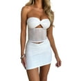 thumbnail image 4 of Lamuusaa Women Tops Skirt Suit, Sleeveless Off Shoulder Crop Vest Tops + Wrapped Short Skirt Outfit, 4 of 5