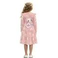 thumbnail image 2 of FKELYI Pink Axolotl Daisy Flower Print Ruffled Long Sleeve Dress for Girl A-Line Pleated Twirly Dress Crew Neck Flowy Holiday Dresses for Kids Fall Outfits, 7-8 Y, 2 of 6
