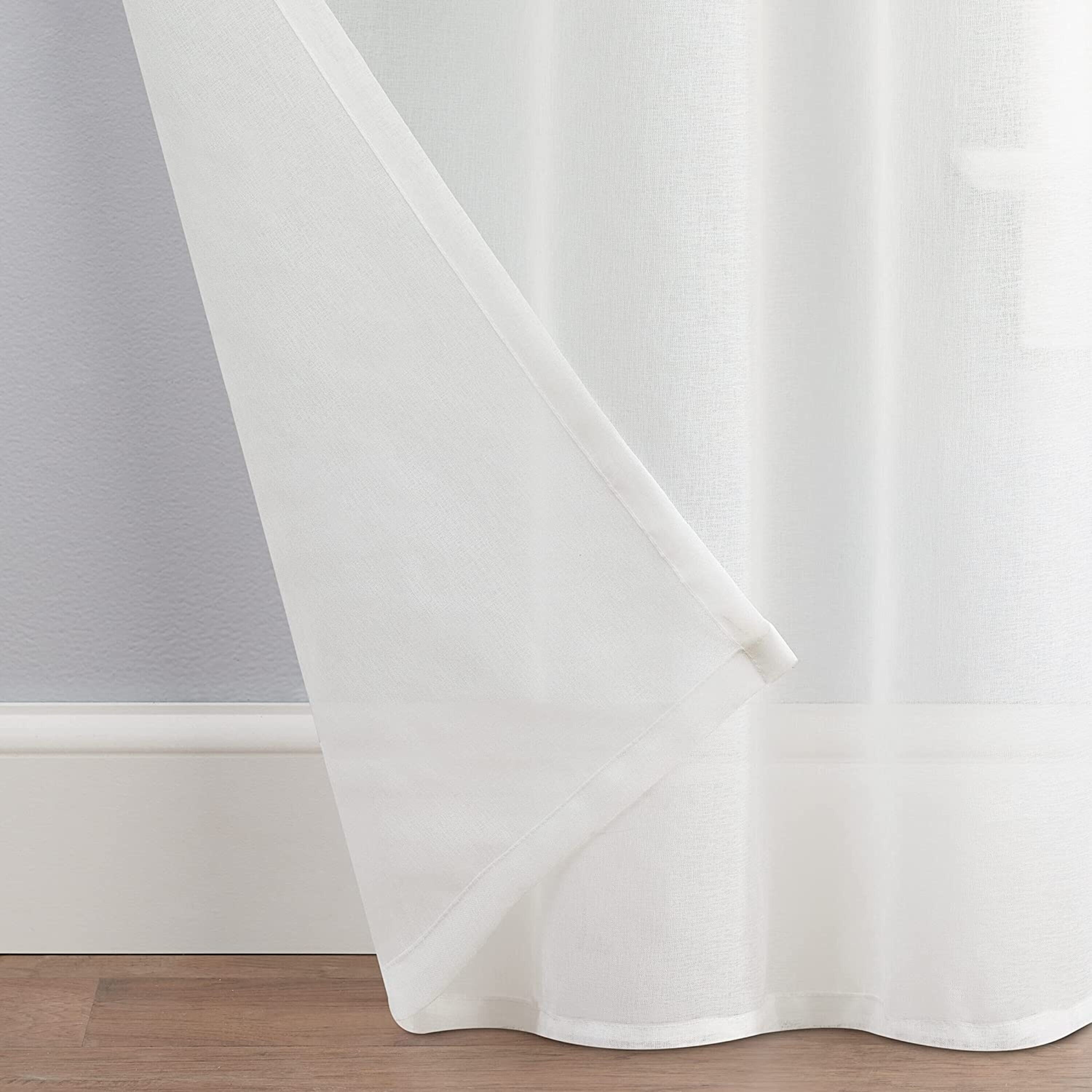 ECLIPSE Ines Printed Ombre Textured Light Filtering Grommet Window Curtains for Bedroom (2 Panels), 52 in x 63 in, Ivory