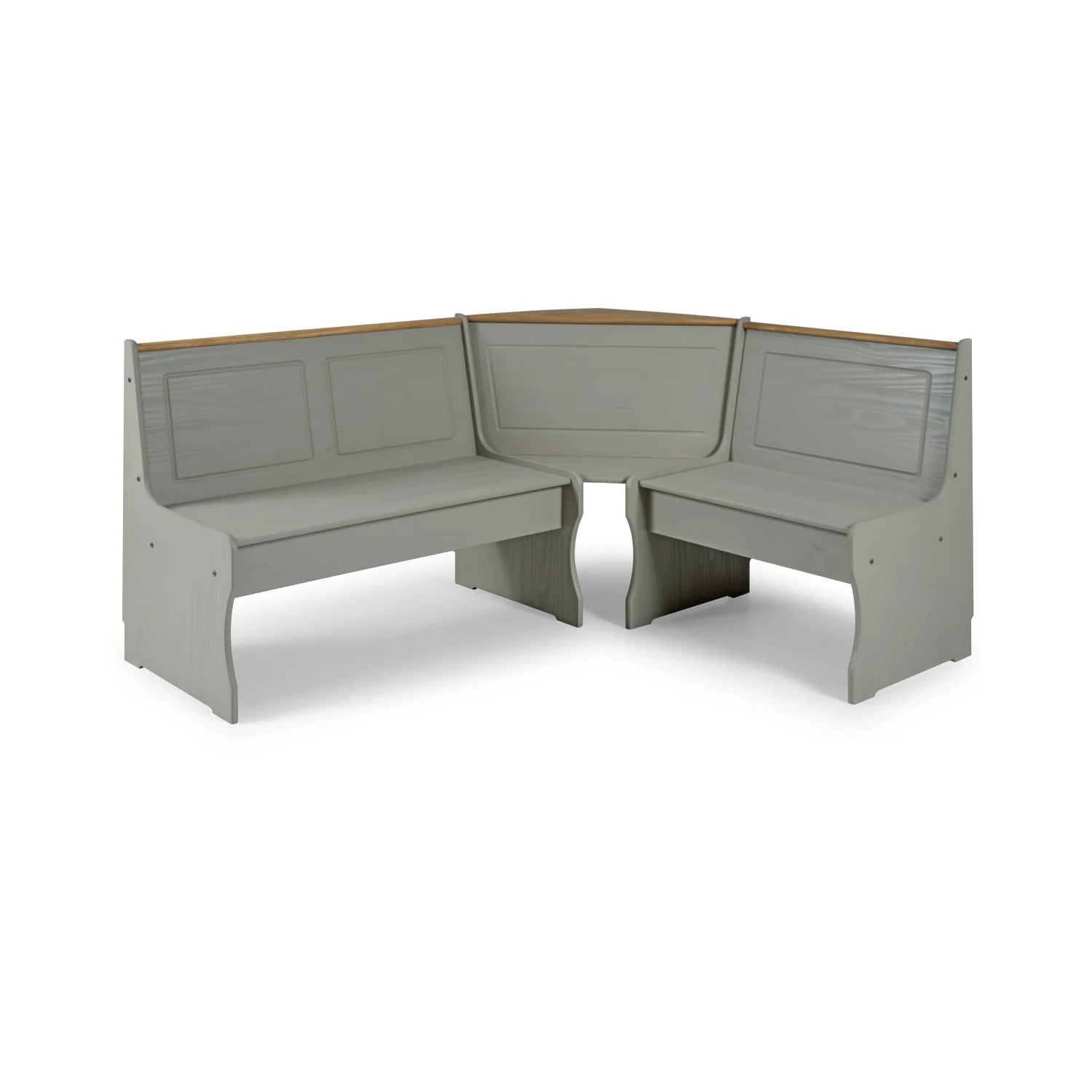 OS Home and Office Furniture Solid Pine Corner Dining Booth in Gray