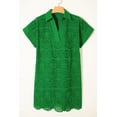 thumbnail image 5 of Women's Green Eyelet Embroidered Mini Dress – Casual Summer Style for Everyday Wear, XL, 5 of 12