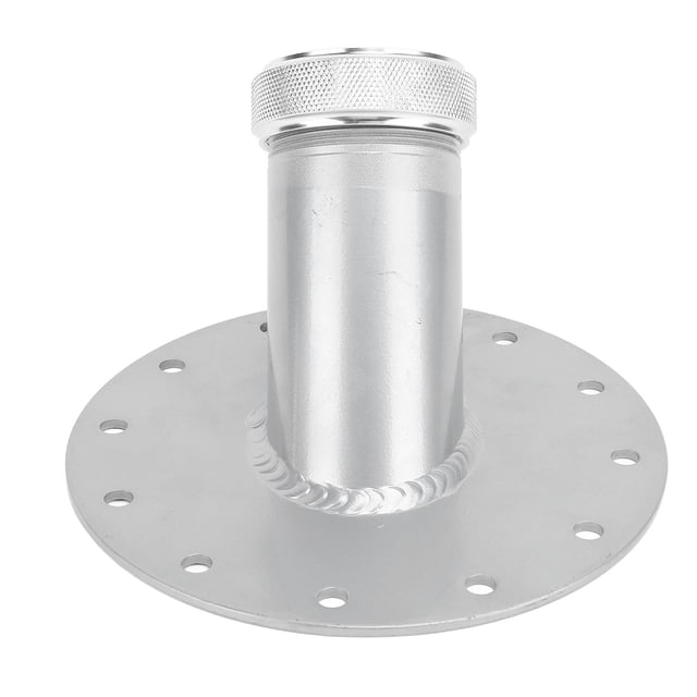 45 Degree Fuel Cell Filler Neck with 12 Bolt Steel Base Aluminum Cap 1.5in Inner Diameter