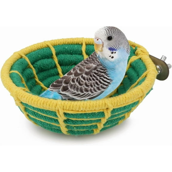 5.1 Inch Handmade Coton Rope Bird Breeding Nest, Hatch House Bird Nest Bed for Small Parrots Budgie Parakeet Cockatiel Parakeet Conure Canary Finch Lovebird