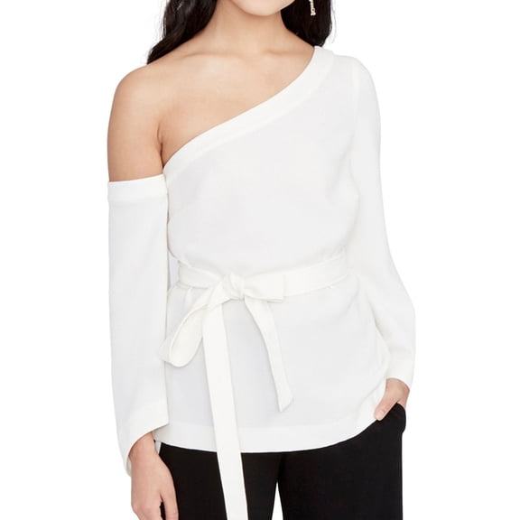 Rachel Roy Womens Pullover One Shoulder Blouse, Off-White, 12