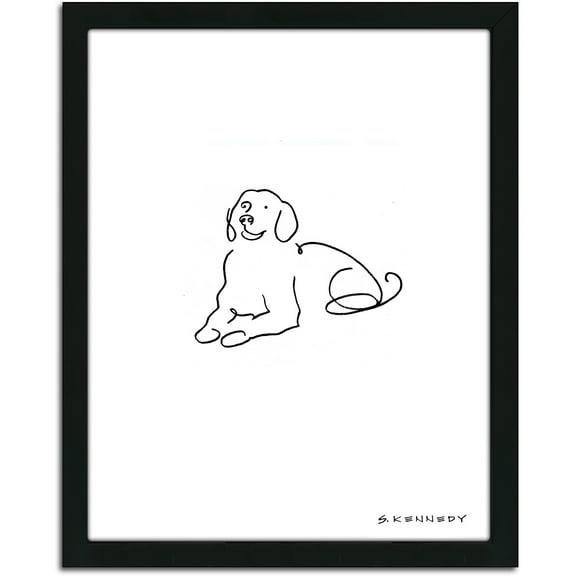Personal-Prints Golden Retriever Dog Line Drawing Framed Art