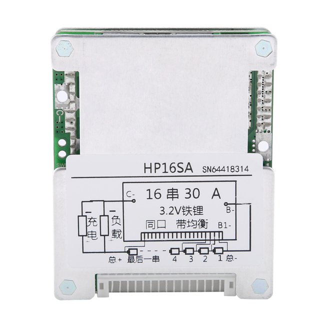Placa de Protección de Batería de Litio 16S 48V/60V 25A/30A Placa de Protección de Equilibrio de Batería de Litio con Disipador de Calor de Aluminio para Celda de Batería de ANGGREK Otros