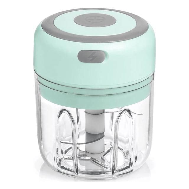 Mini Picador De Ajo Eléctrico Alimentos Recargable 250+150ml Blanco verde