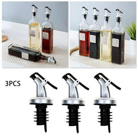 

3PCS Oil Sauce Vinegar Liquor Spirit Wine Bottle Pourer Dispenser Spout Stopper