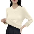 thumbnail image 2 of Antinious Tops for Women Trendy Long Sleeve V Neck Solid Casual Shirts,Sweatshirt for Women,Going Out Tops for Women,Beige,Free Size, 2 of 3