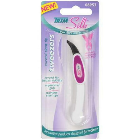 Trim Silk: Eye Care Implement Curved Slant Tip Tweezers, 1 ct