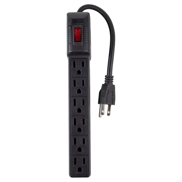 CNX Barra Multicontacto 6 Tomas Polarizadas 60 cm Clavija 1.31 mm 127 V 60 Hz 13 Amps 1625 W Negro MULTI206N