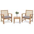thumbnail image 2 of Costway 3 PCS Outdoor Furniture Set Acacia Wood Conversation Set with Soft Seat Cushions Grey, 2 of 8