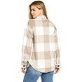 thumbnail image 2 of Love Tree Women's Oversize Plaid Shirt Coat Shacket (Medium, Khaki), 2 of 4