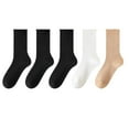 thumbnail image 2 of Viluyesy Womens Crew Socks 5-Pack, Solid Stretch Breathable Cotton Mid-Tube Basic Athletic Long Socks Khaki, 2 of 3