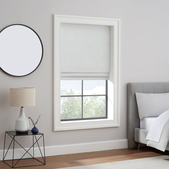 Eclipse Roman Window Shades 100% Polyester White Solid Textured 33 x 64 in 100% Blackout Cordless Best for Kids Certified