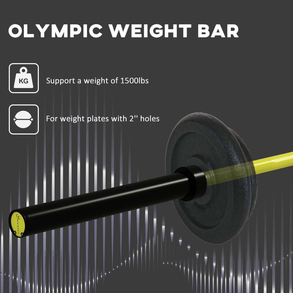 Resenkos 7.2ft Olympic Weight Bar, with Rotating Sleeves & Non-Slip Knurling Grip, 1500lbs Weight Capacity, Yellow, Heavy-Duty