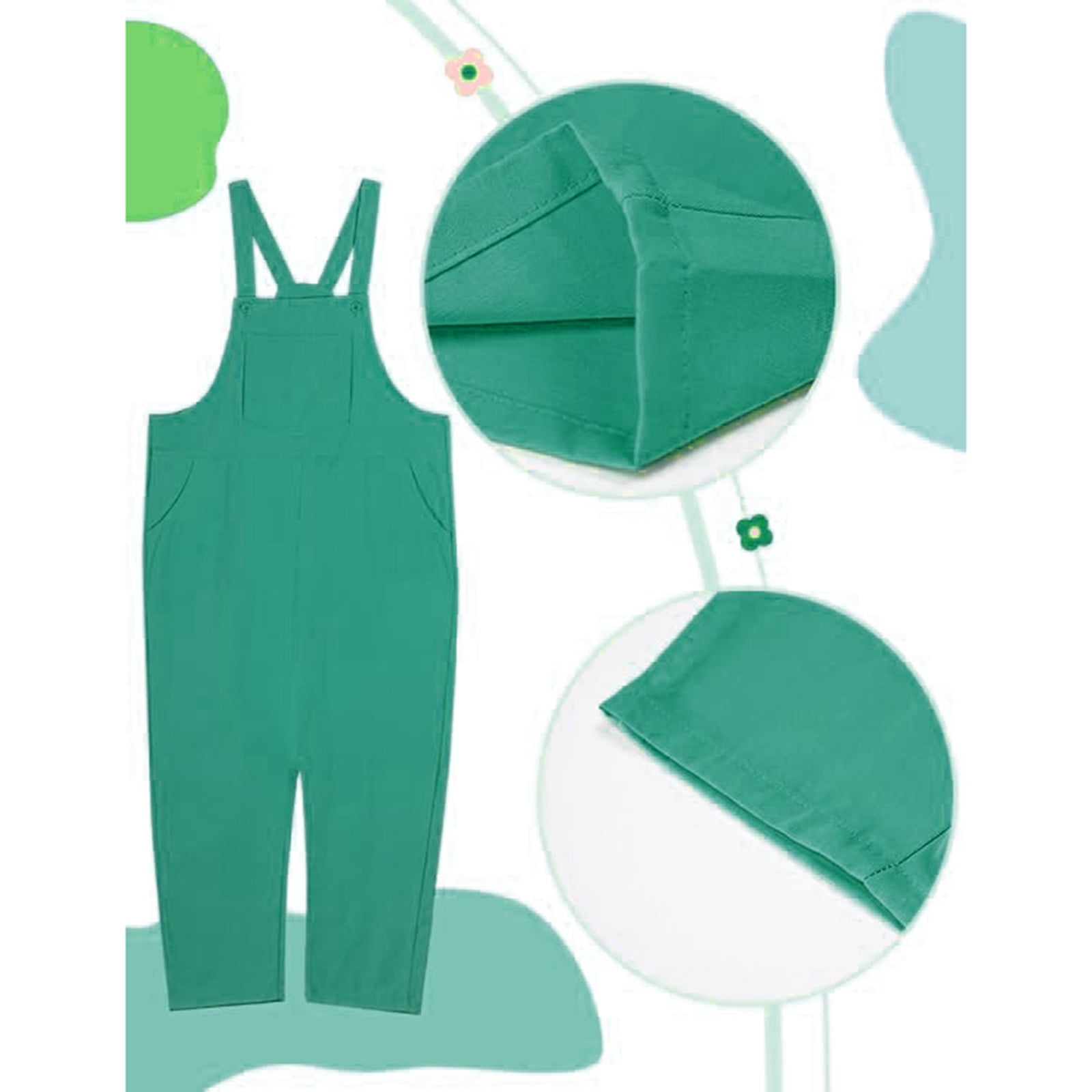 Kids Girls Casual Jumpsuits Green Overalls Adjustable Jumpsuits One Piece Outfits Girls Clothing Size 7-8 Years