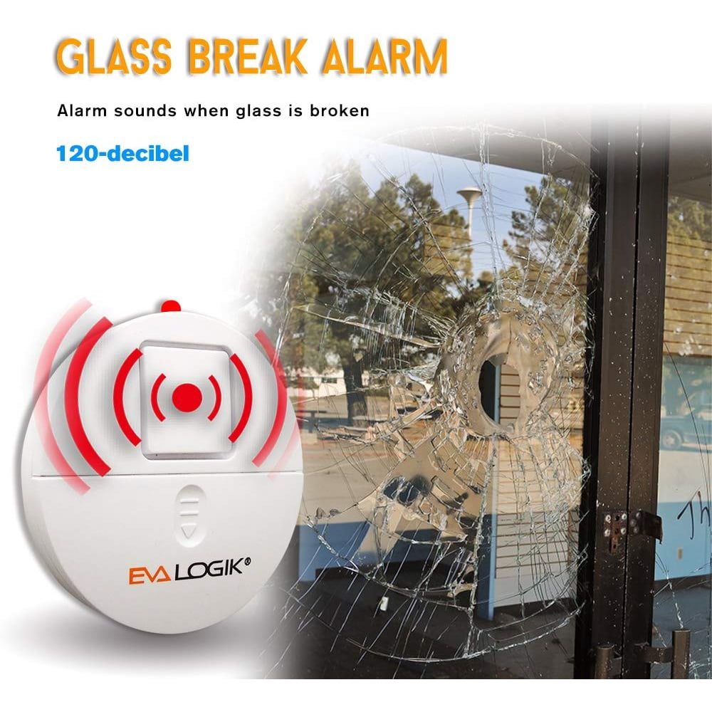 EVA LOGIK 4 Pack LOUD UltraThin Window Break Alarm Sensor with Loud