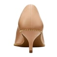 thumbnail image 4 of XYD Women Comfort Kitten Heels Pumps Slip On Pointed Closed Toe Studs Around Formal Office Shoes Size 4.5 Nude, 4 of 4