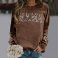 thumbnail image 2 of Ediodpoh Women's Letter Printed Round Neck Street Style Long Sleeve Pullover Sweatshirts for Women for Casual Wear Brown S, 2 of 5