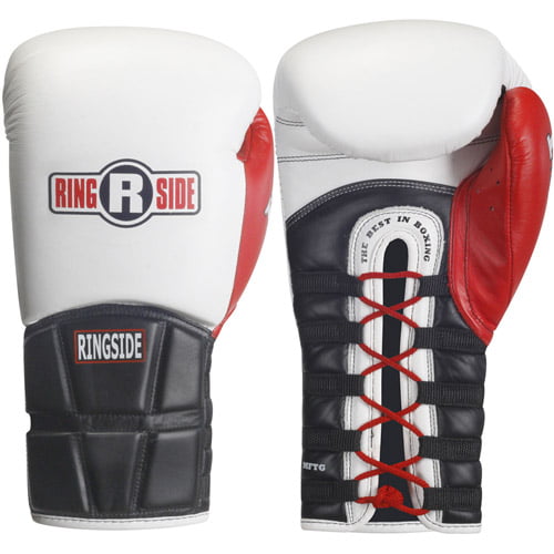 White/Black/Red Ringside Boxing Pro Style IMF Tech Training Lace Gloves 