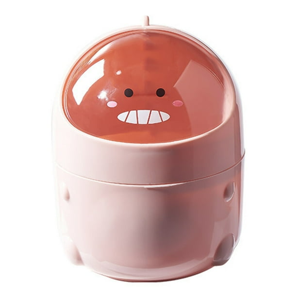 unbranded Household Trash Can Pequeño De Plástico Rosa Con Abatible Para Escritorio Y Fácil Limpieza