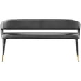 thumbnail image 3 of Maklaine Velvet Gray Bench Rectangular Contemporary Rounded Back Upholstered Legs Unassembled, 3 of 6
