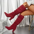 thumbnail image 6 of Wensltd Brown Suede Knee High Boots for Women Chunky High Heel Fashion Tall Boot Round Toe Side Zipper, 6 of 9