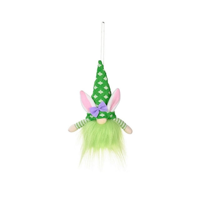 Kearding Colgante de Pascua atmósferas temáticas muñeca sin rostro Animal DIY decoración de temporada estantería escaparate ornamento Kits de decoración para fiestas Verde