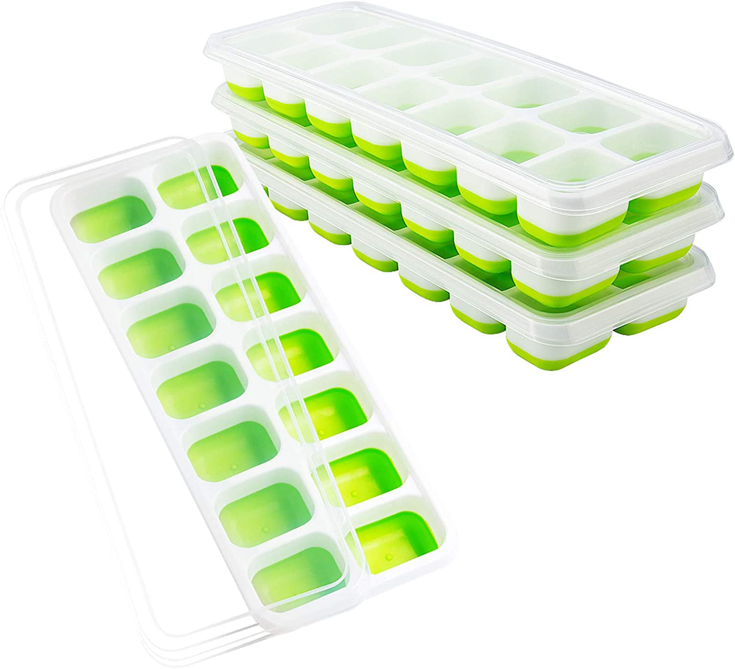 Quality Ice Cube Tray with Lid For Easy Refill No Spill Plastic Kitchen Assorted 