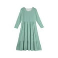 thumbnail image 5 of XADYUY Maxi Dresses for Girls 10-12 Casual A-Line Long Sleeve Girls Long Dresses Solid Color Crew Neck Sundresses Basic Tiered Dresses with Pockets,Mint Green, 5 of 5