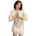 thumbnail image 2 of Conjunto de dos piezas de falda y suéter Sandros para mujer, nuevo estilo coreano Y2K, cárdigan de punto blanco roto para primavera y otoño, 2 of 5